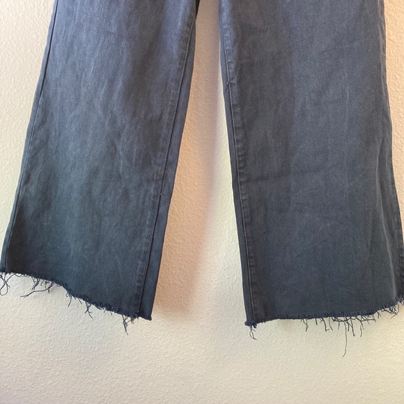 FRAME Navy Wide Leg Cropped Raw Hem Jeans 26 - Picture 4 of 11